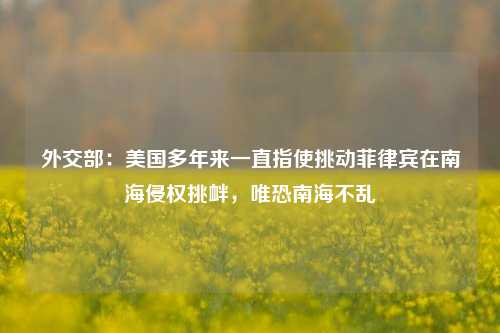 外交部：美国多年来一直指使挑动菲律宾在南海侵权挑衅，唯恐南海不乱