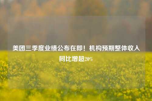 美团三季度业绩公布在即！机构预期整体收入同比增超20%