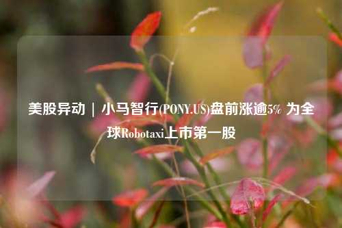 美股异动 | 小马智行(PONY.US)盘前涨逾5% 为全球Robotaxi上市第一股