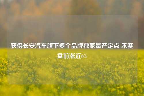 获得长安汽车旗下多个品牌独家量产定点 禾赛盘前涨近6%