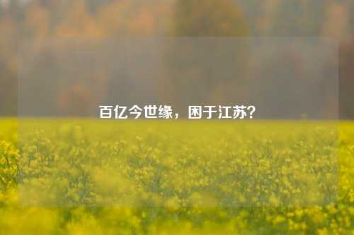 百亿今世缘，困于江苏？